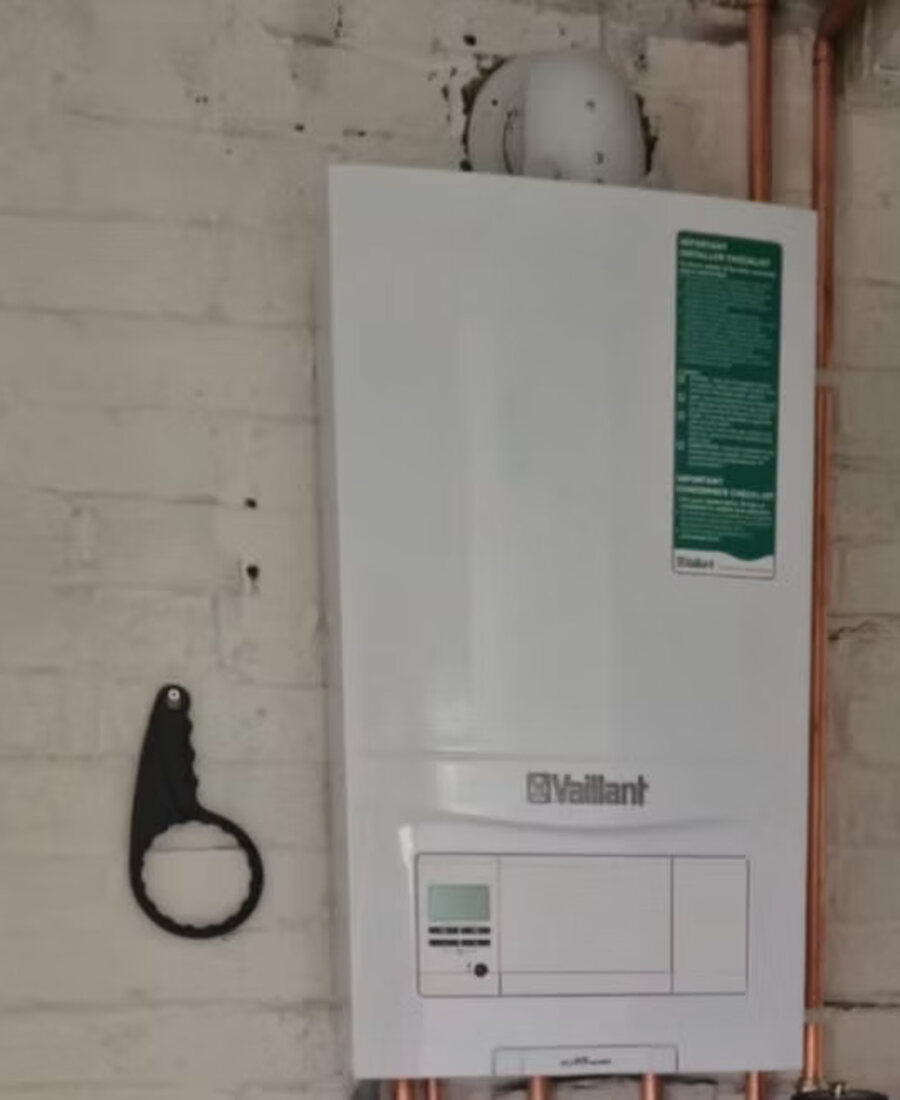 Wall-mounted boiler ready for repair